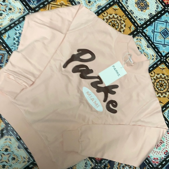 Parke Blush Pink Mock Neck SweatershirtMiami scriptNWT size XXL